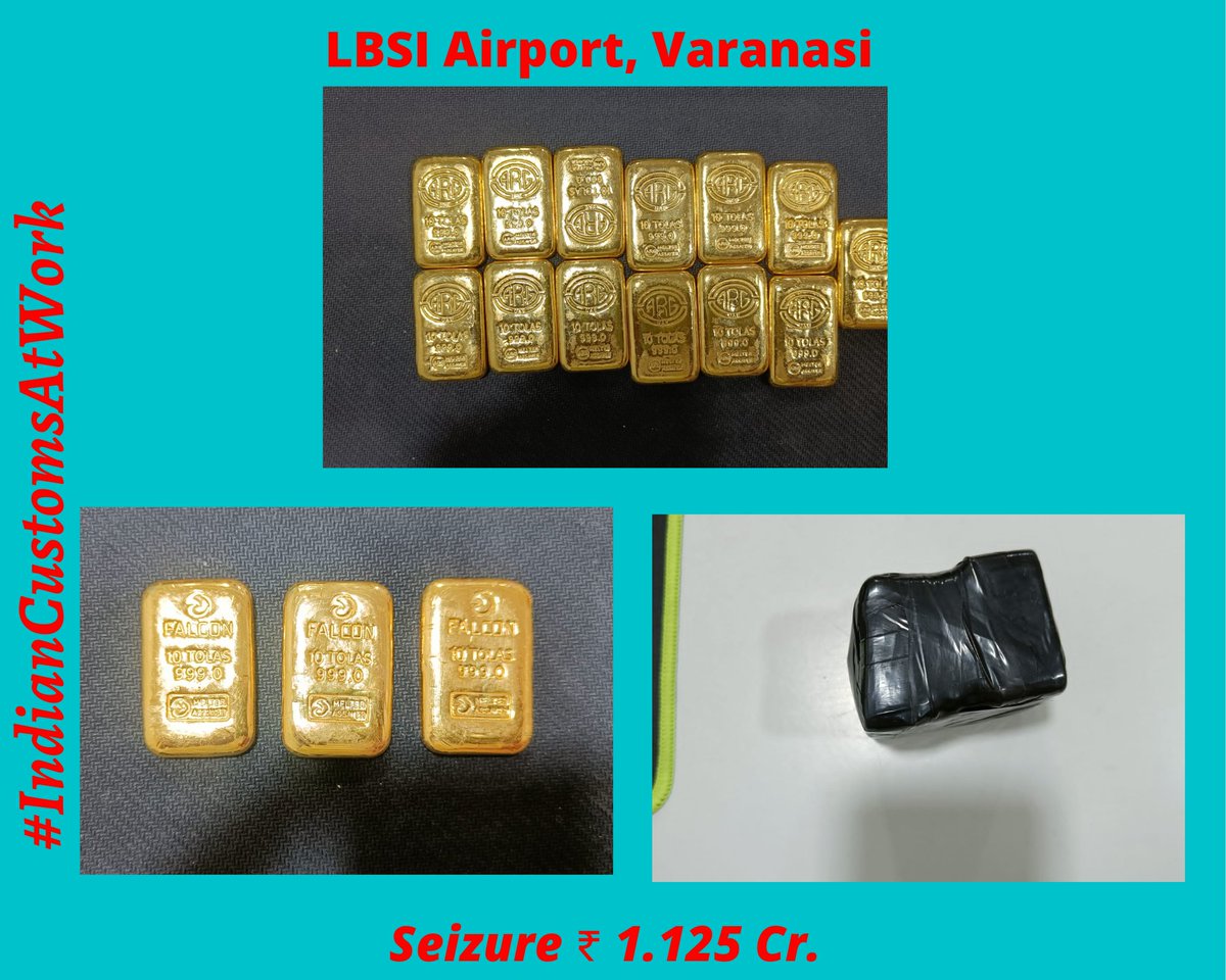 On 31.05.2023, team Customs at LBSI Airport, Varanasi seized 16 gold biscuits of F/o weighing 1866.100 grams, valued ₹ 1.125 Cr. which were found concealed in urinals during clerance of passengers arrived by AIR INDIA flight IX 183 from Sharjah to Varanasi.
#indiancustomsatwork.