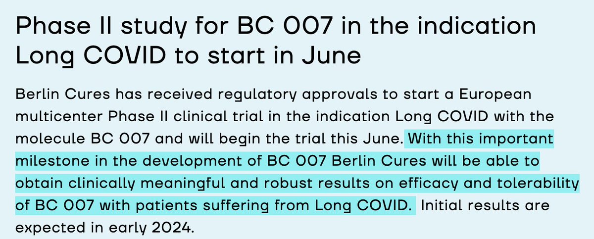 News from @BerlinCures 

New CEO and Phase II study for #BC007 in June. Initial results are expected in early 2024.

berlincures.com/en/news/new-ceo
