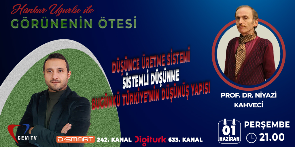 Gündeme ilişkin konuların inançsal, tarihsel ve felsefi boyutlarıyla ele alındığı Hünkar Uğurlu'nun sunduğu Görünenin Ötesi'ne bu bölümde Prof. Dr. Niyazi Kahveci konuk olacak.

📅 01 HAZİRAN PERŞEMBE
🕛 21.00
📺 Cem TV
#Cemtv #GörüneninÖtesi
@KHU_9