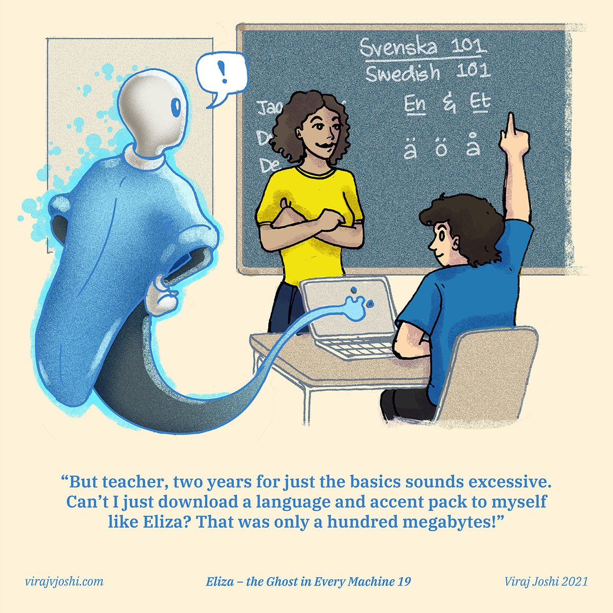 Eliza - The Ghost in Machine 19
by <a href="/virajvjoshi/">Viraj Joshi</a>

#elizaai #speculativedesign #artificialintelligence #webtoon #genai #nlp #intelligence