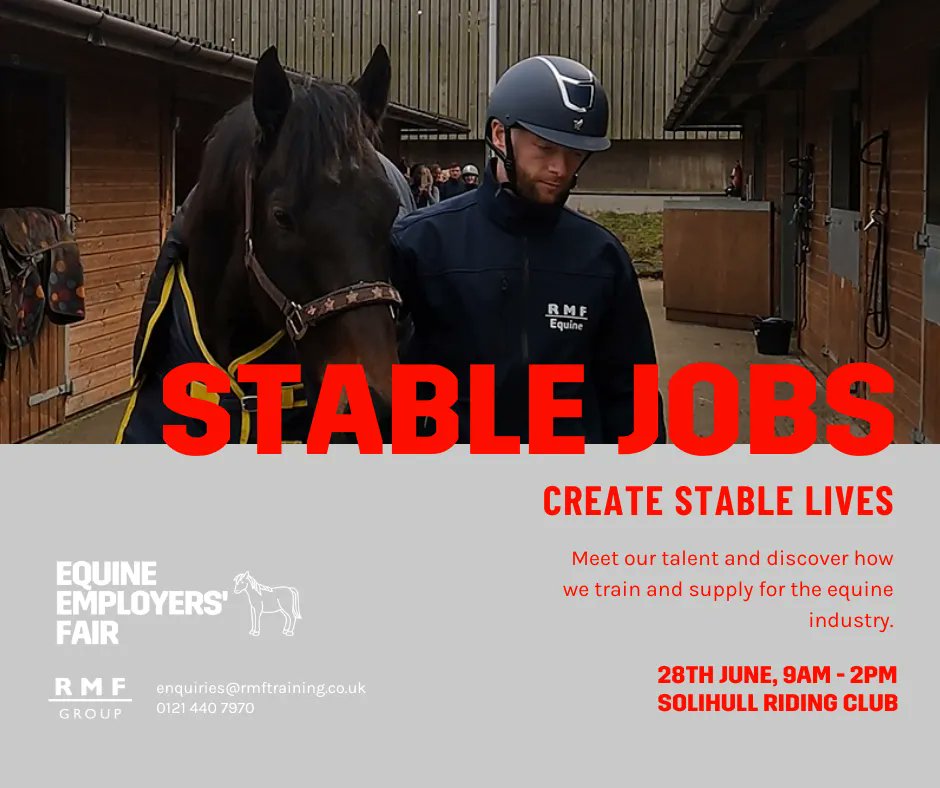 MEET YOUR MATCH 🤝 
RMF is running its first ever Equine Employer's Fair at @SolihullRC 
Meet our cohorts of learners, past and present, and discover new talent!
#EquineTraining #HorseLover #EquestrianEducation #HorseTrainingCourse #EquineJobs #EquestrianLife #HorseCare