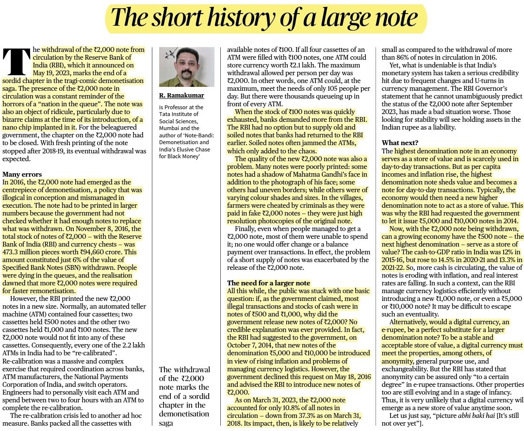 The short history of a large note 

Source: The Hindu

Syllabus: GS – 3: Indian Economy and issues relating to planning, mobilization, of resources, growth, development and employment

Relevance: About RBI’s decision to withdraw Rs 2,000 notes

#2000Note #UPSC 
#currentaffairs