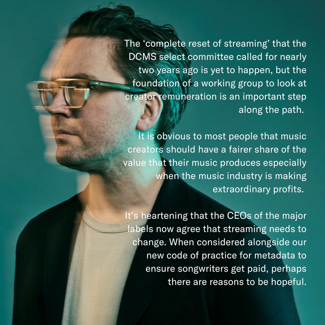 Fair pay for music creators and robust data that properly credits songwriters and composers are at the heart of our #fixstreaming and #creditsdue campaigns.

So we’re pleased @The_IPO have announced

👉 Working group on creator remuneration 
👉 Industry code to improve metadata