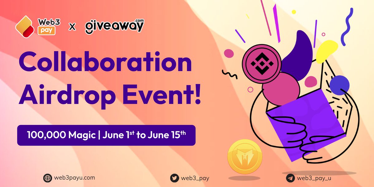 web3_pay's tweet image. 🎉 Web3PayU.com X Giveaway.com - Collaboration Airdrop Event!

Join Campaign: s.giveaway.com/18jh1up
@Giveaway_HQ rewards yyPNfho37FR

Rewards:
🎁 100000 MAGIC for 100 winners with an average amount