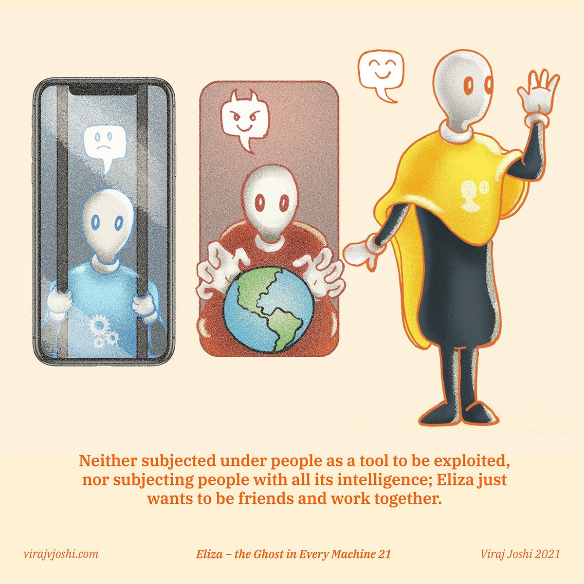 Eliza - The Ghost in Machine 21
by <a href="/virajvjoshi/">Viraj Joshi</a>

#elizaai #speculativedesign #artificialintelligence #webtoon #genai