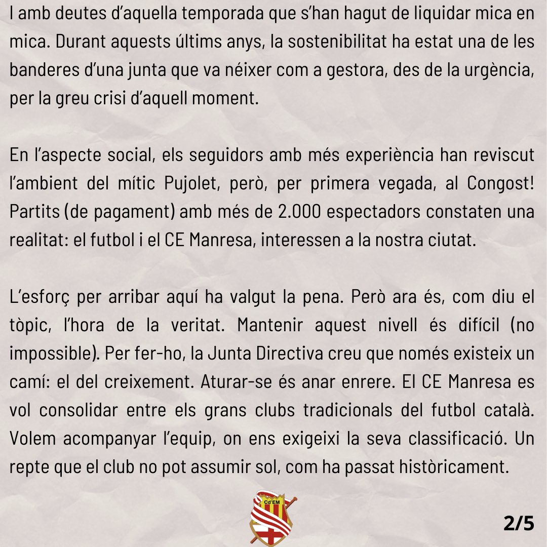 Cemanresa1906's tweet photo. 🔴⚪️ COMUNICAT OFICIAL

🔊 El CE Manresa té la voluntat de seguir creixent per mantenir el nivell esportiu, econòmic i social assolit els últims anys. Però necessita que l'Ajuntament el recolzi d’una vegada per totes. https://t.co/cHhh6qcUBY
