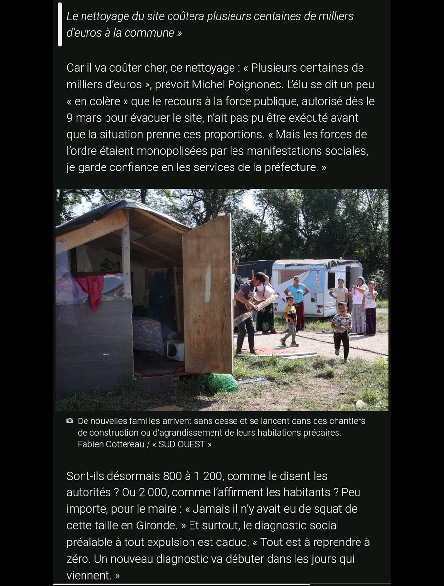 Dommage collatéral des manifs contre la loi retraite : un bidonville de 2000 personnes dans la périphérie de Bordeaux.