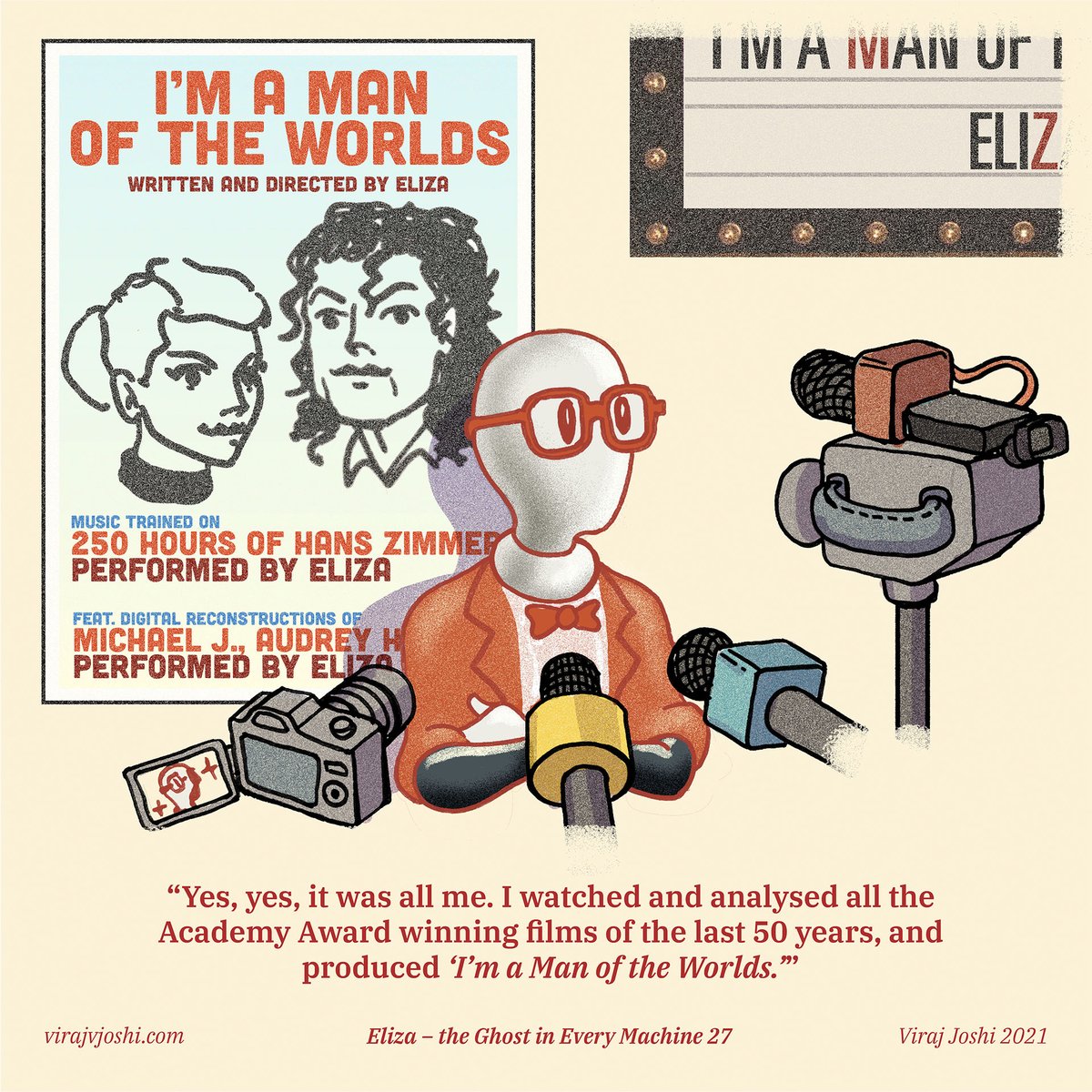 Eliza - The Ghost in Machine 27
by <a href="/virajvjoshi/">Viraj Joshi</a>

#elizaai #speculativedesign #artificialintelligence #webtoon #genai #deepfake