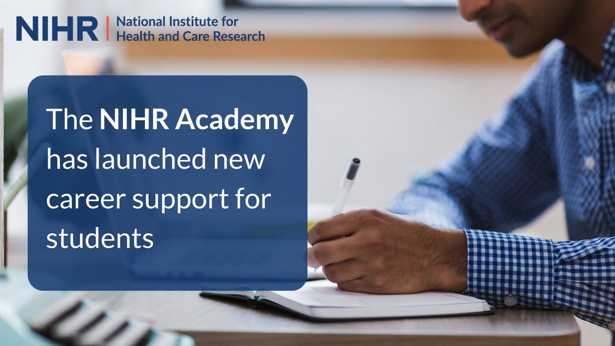 Our NIHR Academy has launched new schemes to give students insight into research careers in healthcare, social work and public health.

This is the first time that the Academy has provided research training for students.

Find out more: nihr.ac.uk/news/nihr-acad…