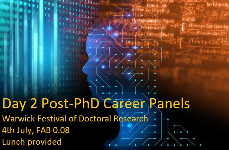 Wondering about your career options post-PhD? Join us in person or online to hear from accomplished professionals who have navigated diverse career paths after their PhD. Register here: tinyurl.com/warwickpgrfest…