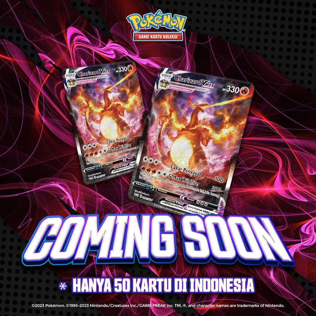 Pokemon Indonesia teased that the Special Art Charizard VMAX promo is coming soon. Only 50 copies in Indonesia will be distributed. No other information yet. https://t.co/3SHytniDEc Pokemon Indonesia teased that the Special Art Charizard VMAX promo is coming soon. Only 50 copies in Indonesia will be distributed. No other information yet. https://t.co/3SHytniDEc