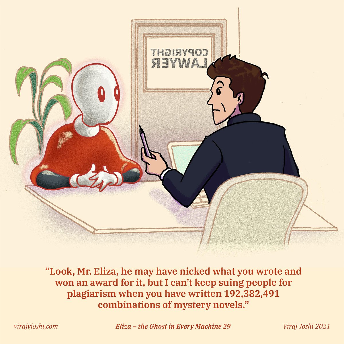 Eliza - The Ghost in Machine 29
by <a href="/virajvjoshi/">Viraj Joshi</a>

#elizaai #speculativedesign #artificialintelligence #webtoon #genai #ChatGPT