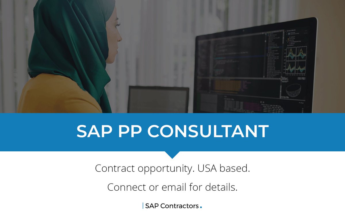 CONTRACT OPPORTUNITY: SAP PP Consultant
Rate: $USD110 per Hour
Location: Remote, USA

For details, please contact Cassandra Krome on Cassandra.Krome@sapcontractors.com 

@SAP #SAPJobs #S4HANA #SAPFICO #SAPERP #Cloud