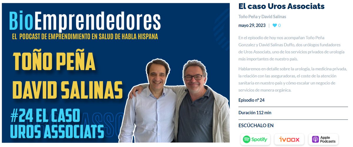 📻🎙️🗣️ ¡¡No os perdáis este episodio de @BioEmprendedorx !! Con nuestros socios Dr Peña Gonzalez y Dr Salinas Duffo

Gracias Rosendo Garganta y Oscar Porcel 💙

#Bioemprendedore #UrosAssociats #Devicare

🔗open.spotify.com/show/1jxCcGT3A…