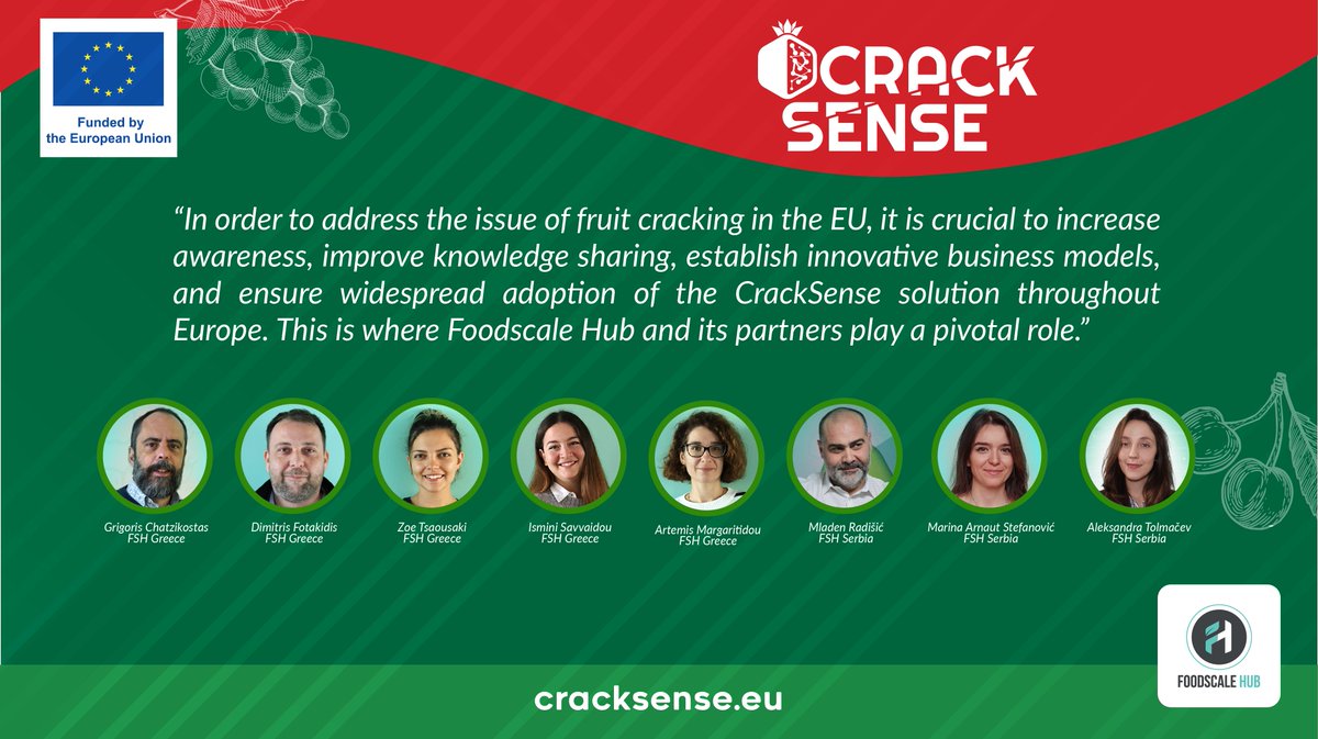 🔔Meet our partner – Foodscale Hub
🌱FSH is impact venture studio which drives the shift to sustainable Europe's agri-food future & will empower #CrackSense through dissemination, communication & exploitation activities.
cracksense.eu
#HorizonEurope #ResearchImpactEU