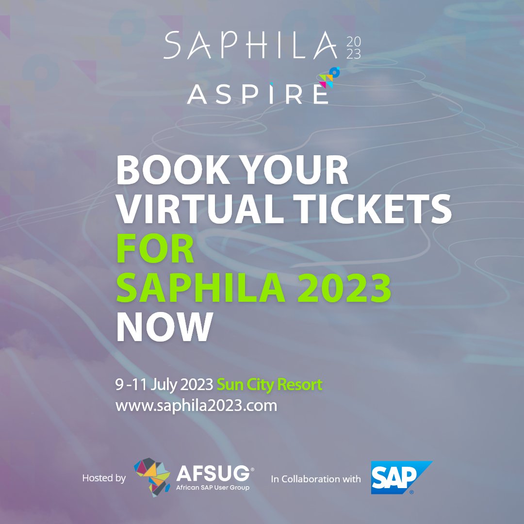 AFSUG's tweet image. Join us from the comfort of your home or office as we bring you one of the most significant #SAPevents in Africa. 

At R1500/ticket, take action now and be part of something truly special.

Visit saphila2023.com. 

JOIN US at #SAPHILA2023!

#VirtualTickets @SAPAfrica @SAP