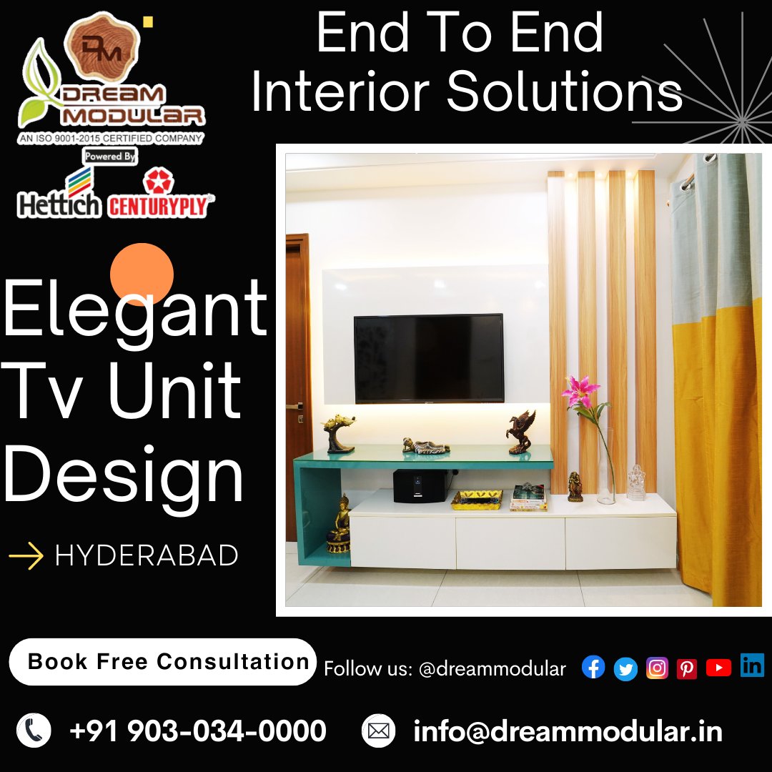 Elegant Tv Unit Interior Designers in Hyderabad - Dream Modular.
#interiors #interiordesigner #interiordesign #hyderabadinteriors #homedecor #Hyderabad #tvunit #tvunitdesign #tvunitdecor #tvcabinet