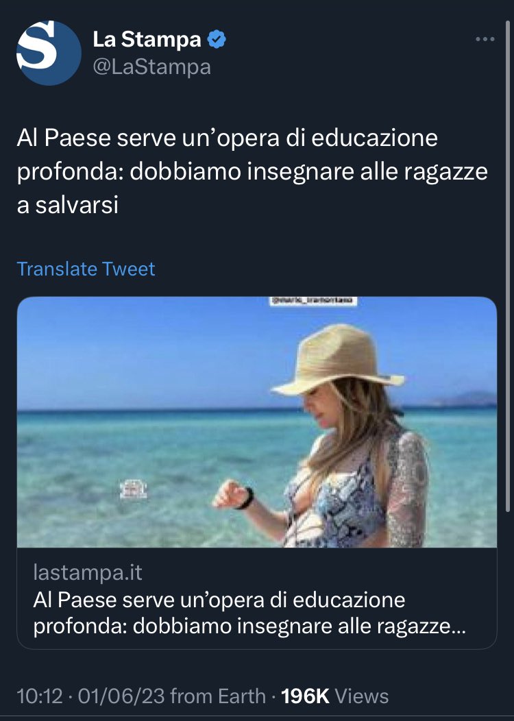 A quanto pare <a href="/LaStampa/">La Stampa</a> ha cancellato il post. Non funziona così, non è un errore di battitura, non basta eliminare un post per cancellare il pensiero radicato che è colpa nostra, è sempre colpa nostra anche quando ci ammazzano.
#losapevamotutte