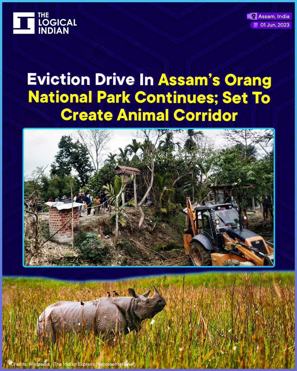 LogicalIndians's tweet photo. The Assam government is conducting a large-scale eviction operation within the Orang National Park, covering an 89 sq km area stretching across the Sonitpur and Darrang districts.
#AssamGovernment #EvictionDrive #animalcorridor https://t.co/78npCQdyov