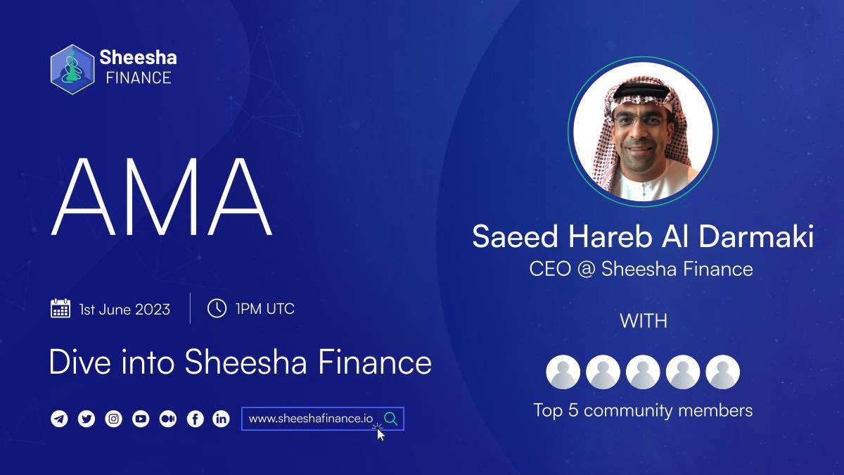 Hey Sheeshans, 🙋‍♂️

Reminder Alert: 4 HOUR TO GO⏳

Our AMA with our CEO starts at 1 PM UTC today. 🥳

So set your alarms and prepare yourself to know what's coming in Sheesha Finance 👨‍🏫

Don’t miss it. 😎