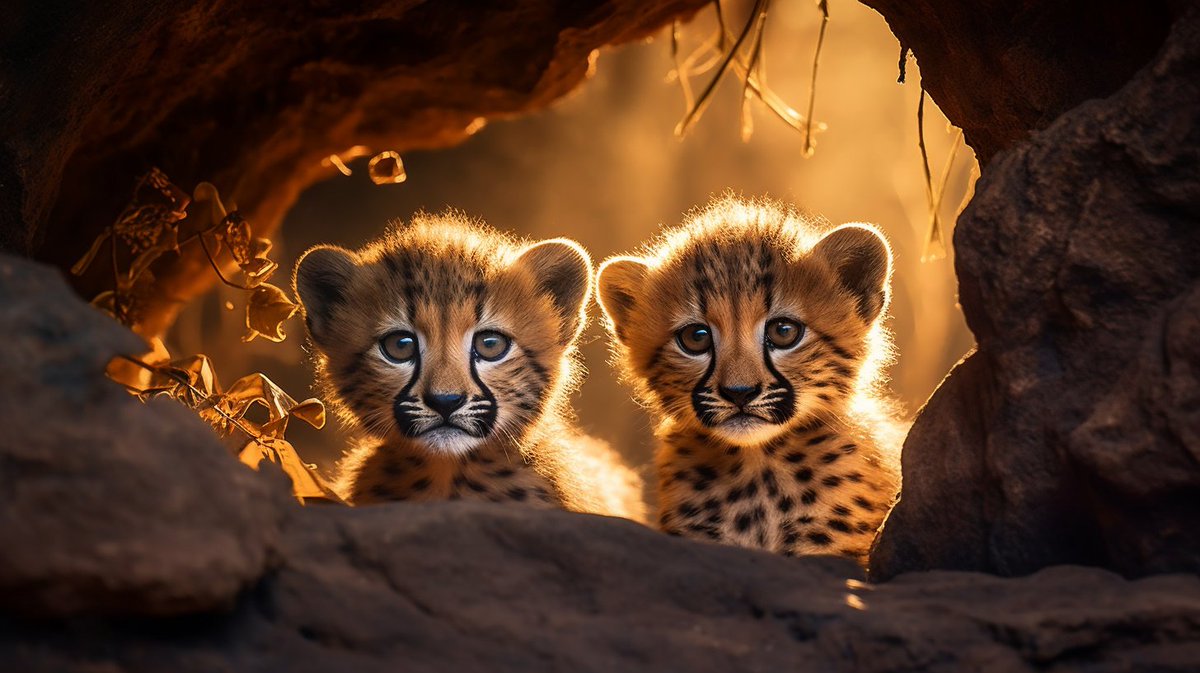 RMMPhotos's tweet image. Cheetahs are shy and solitary creatures so finding their dens is a very rare occurrence. The young cubs are rightly very skittish. So the best way to get an image of them appears to be AI!
.
#outofafrica #cheetahcub #africanwildlife #wildAI #aiphoto #aiphotographer