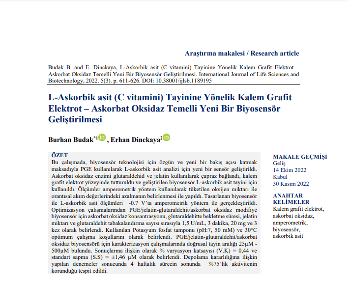 int_sci's tweet photo. A New Biosensör Development Pencil on Based Graphite Electrode – Ascorbate Oxidase for Determination of Lascorbic acid (C Vitamin)
Authors: Burhan Budak, Erhan Dinckaya
#pencilgraphiteelectrode #ascorbateoxidase #amperometric #biosensör #ascorbicacid
https://t.co/TLO2Sw4d7L https://t.co/EisH6PbJy2