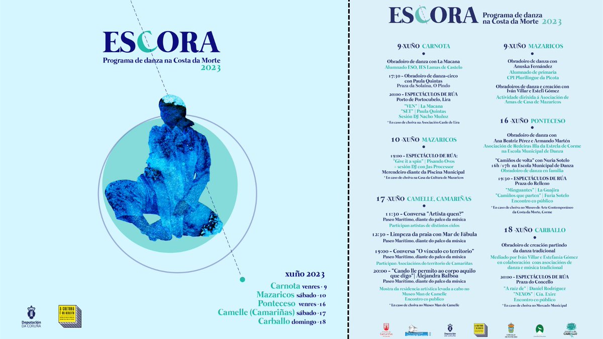Cultura Depu. Coruña (@daccultura) on Twitter photo 🟨 A mellor danza contemporánea volve á Costa da Morte co proxecto ESCORA de <a href="/DACCultura/">Cultura Depu. Coruña</a>.
📅 Do 9 ao 18 de xuño.
📍 En Carnota, Mazaricos, Ponteceso, Camelle e Carballo.
ℹ️ i.gal/Cb250 🟨 A mellor danza contemporánea volve á Costa da Morte co proxecto ESCORA de <a href="/DACCultura/">Cultura Depu. Coruña</a>.
📅 Do 9 ao 18 de xuño.
📍 En Carnota, Mazaricos, Ponteceso, Camelle e Carballo.
ℹ️ i.gal/Cb250