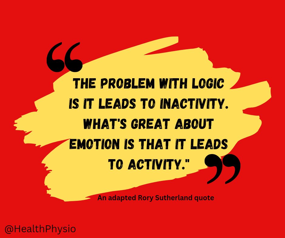 🔵 In #healthcare we often rely on logic to make our arguments.

🔴 Whereas emotion is what dictates action.

To avoid deconditioning we need to #MakeMovementMeaningful❗

#EndPjParalysis #NHS #SocialCare