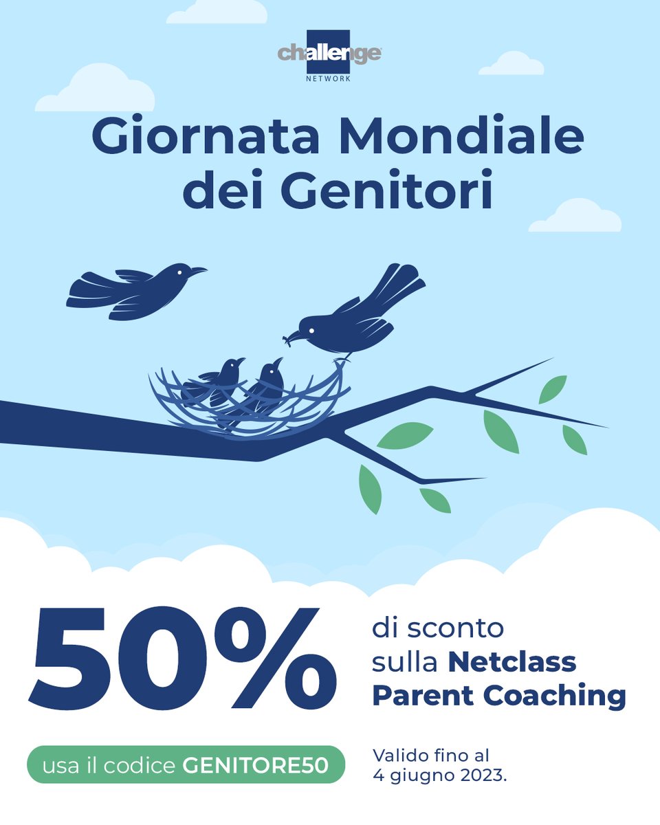 challengentwrk's tweet image. Per la #GiornataMondialedeiGenitori la NetClass sul #ParentCoaching è in promo a un prezzo speciale🎁
Il corso on demand dedicato a genitori e professionisti per trasformare le sfide famigliari in una risorsa👇challengenetwork.it/corso/netclass…

#challengenetwork #ParentsDay #formazione