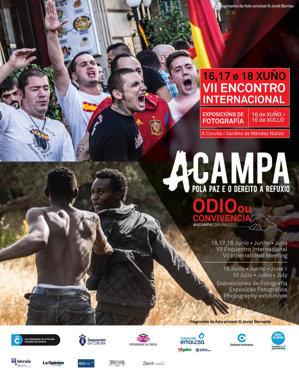 Xentiña, otro año volvemos a @Acampa_polapaz en A Coruña.

Estaremos allí el próximo VIERNES 16 DE JUNIO. El tema de este año es ODIO O CONVIVENCIA y haremos un programa especial para hablar de todo esto.

Pronto toda la info:  coruna.redeacampa.org/es/