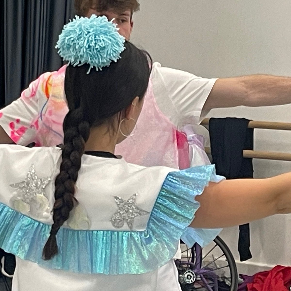 Josie in blue and Alex in pink:) Just love it when the costumes arrive. Minnie Sandbach - designer and Angharad Gamble who made the costumes / and so beautifully:)
Dancers Josie &amp; Alex
#IAm8
<a href="/TorchTheatre/">Torch Theatre 🎭🎬☕️</a>  <a href="/aberystwytharts/">Canolfan y Celfyddydau Aberystwyth Arts Centre</a>