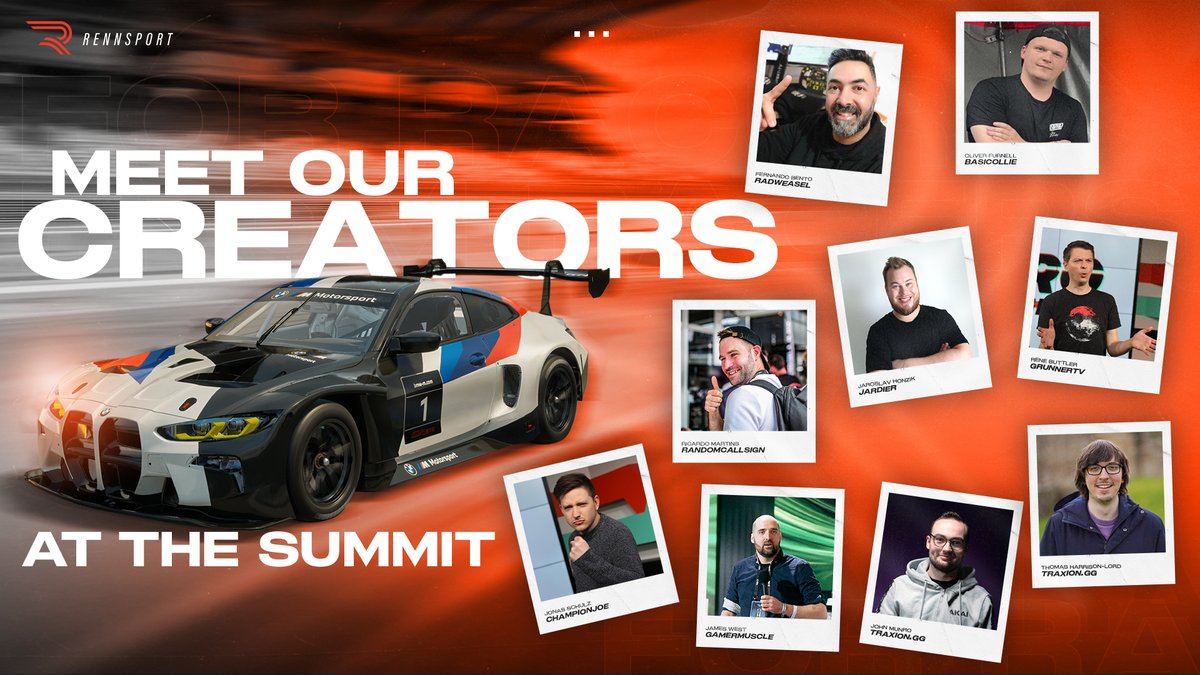 Secure a ticket for the RENNSPORT Summit at summit.rennsport.gg with the code 'SUMMIT23' and meet our top content creators! 😎🤳💥

👉@randomcallsign 
👉<a href="/GamerMuscleVid/">GamerMuscle</a> 
👉<a href="/JaroslavHonzik/">Jardier</a> 
👉<a href="/TraxionGG/">Traxion.GG</a> most finest <a href="/Tomhlord/">Thomas Harrison-Lord</a> and <a href="/JohnMunroRacing/">John Munro</a> 
👉<a href="/Basic_Ollie/">Basic Ollie</a> 
👉<a href="/rad_weasel/">Miguel Bento</a>