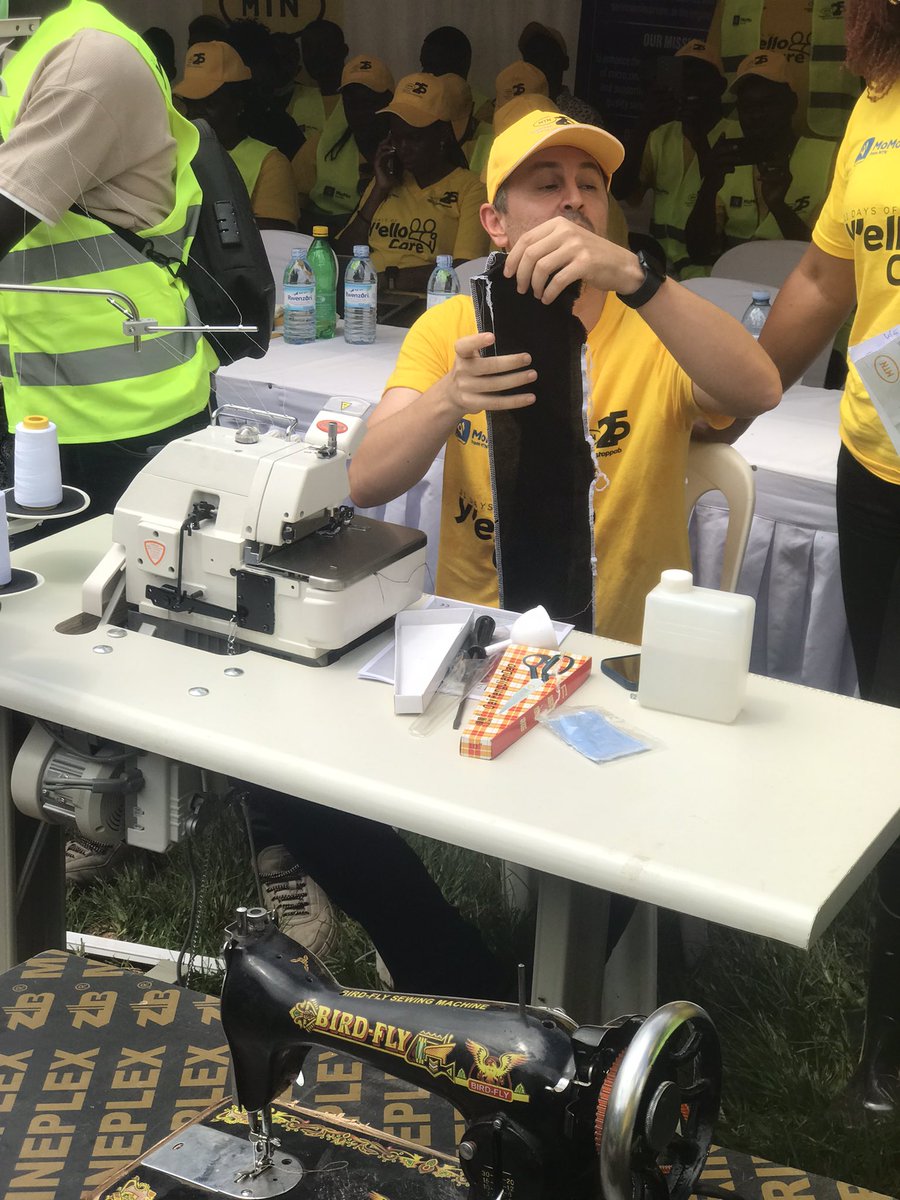 Pictorial moments when the @mtnug’s CEO @sylmulinge, CTO @Monzer455 demonstrates how to use the automatic sewing machine handed over today.

#TogetherWeAreUnstoppable #YelloCare2023 #DoingForTomorrowToday