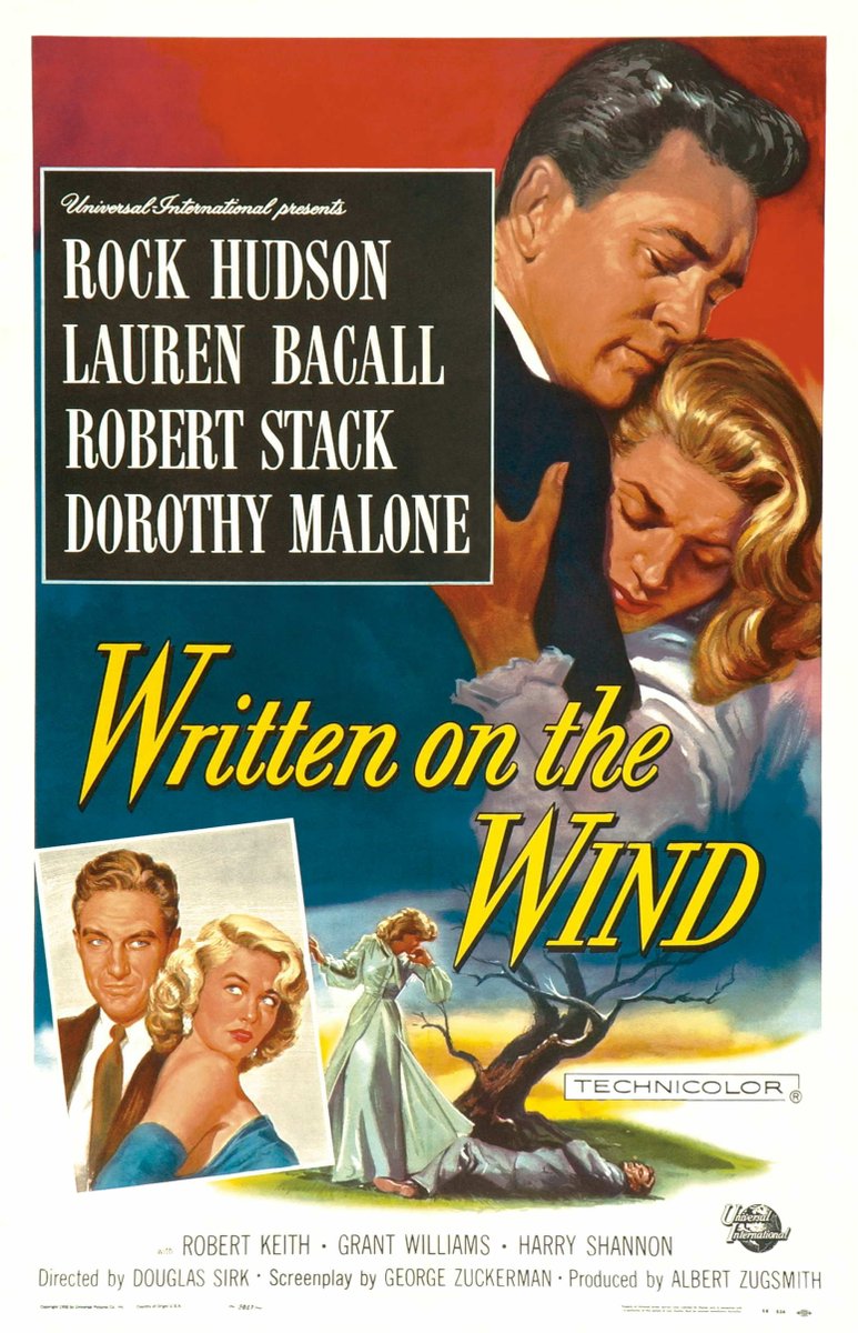 #ComingUpOnTCM

WRITTEN ON THE WIND (1956) #RockHudson #LaurenBacall #RobertStack
Dir.: #DouglasSirk 5:00 PM PT

A young woman marries into a corrupt oil family, then falls for her husband's best friend.

1h 32m | Melodrama | TV-PG

#TCM #TCMParty