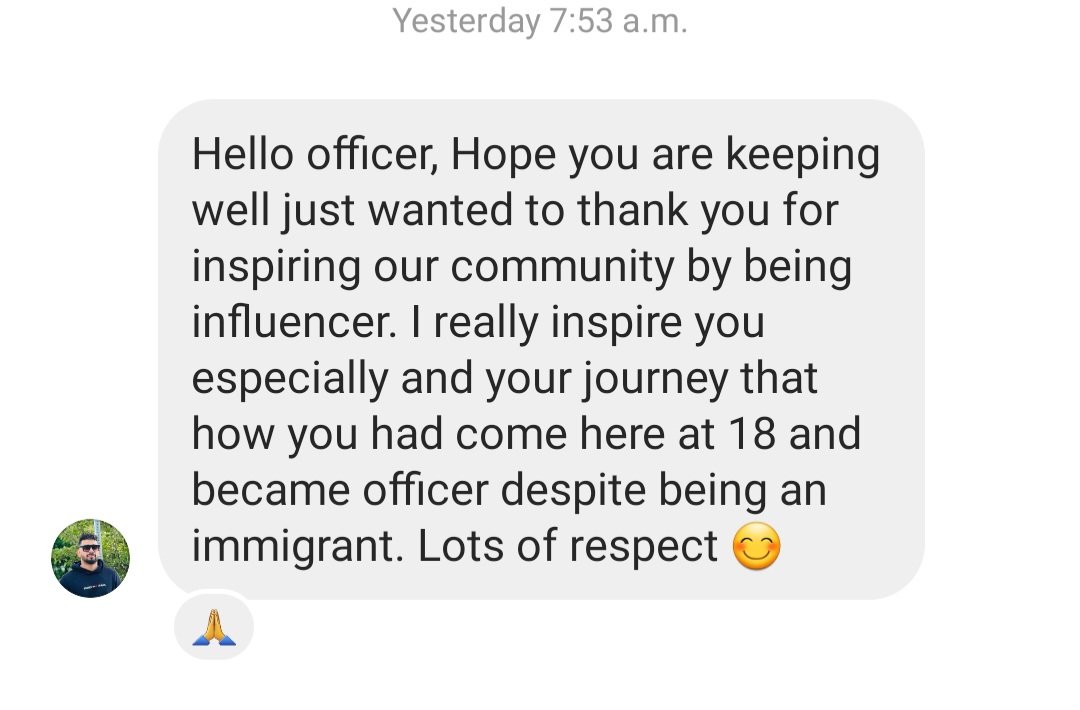 Grateful for the kind words!!! 🙏🏽

#Community #HumanizingtheBadge