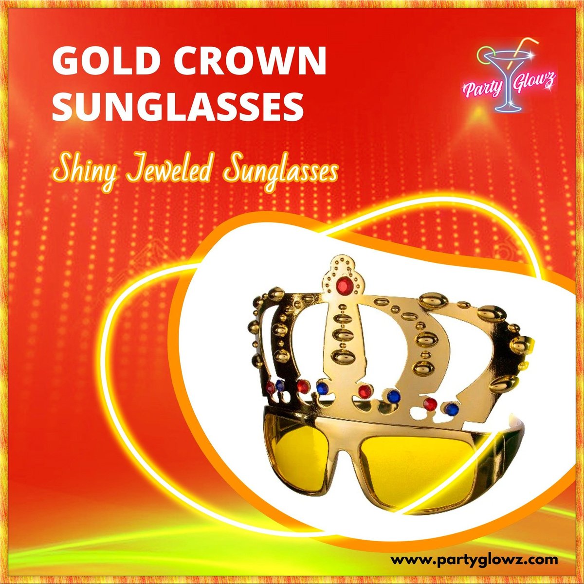 Shiny Jeweled Gold Crown Sunglasses - Perfect And Unique Accessory For Celebration, Festival, Holiday, Theme Parties & More! 👑 😎 ✨👉bit.ly/3oAmLjA

#goldcrownsunglasses #partyglasses #crownglasses #goldsunglasses #jeweledsunglasses #partysunglasses #fashion #partywear