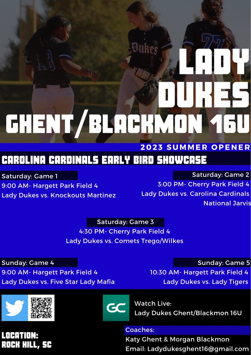 Ready to start our summer season this weekend in Rock Hill, SC! Stop by our fields or watch live via GameChanger! #family #BigDukes