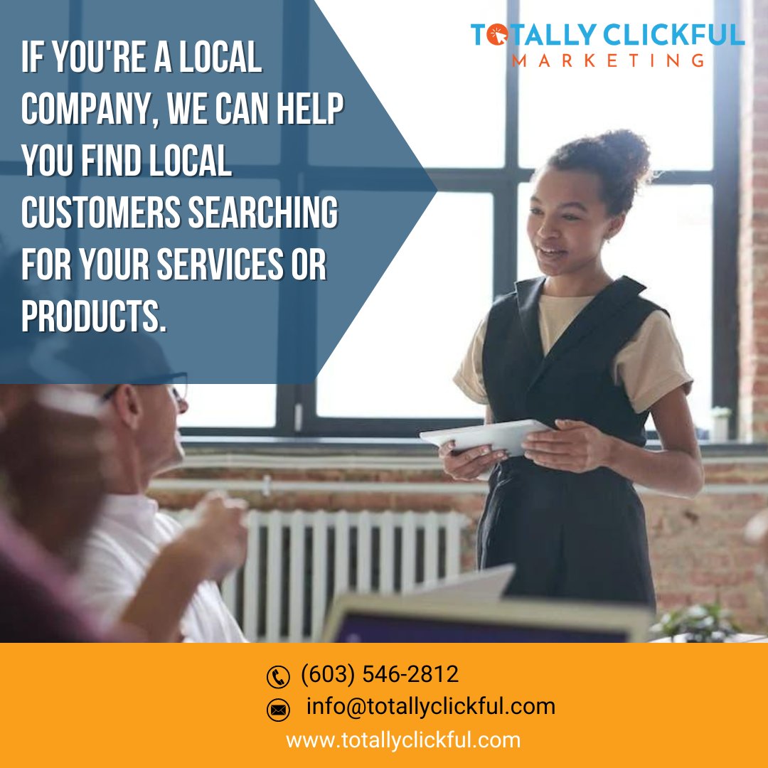 Connect with local customers in your area who are actively searching for your services or products, unlocking the potential of your business. 
.
#totallyclickful #website #websitedesign #websitedevelopment #wordpress #marketingtips #seoexperts #socialmediaagency #marketingagency