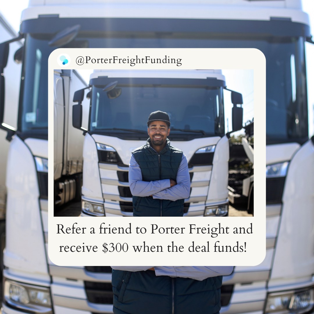 Porter_Freight's tweet photo. Referring a friend to Porter Freight is a win-win situation. You help a friend in the industry join one of the top 5 factoring companies in the U.S. and you get a cash reward as a thank you for referring us to your friends. Click the link to refer today: https://t.co/6cxn5m8ToE https://t.co/IDtQA8DoME