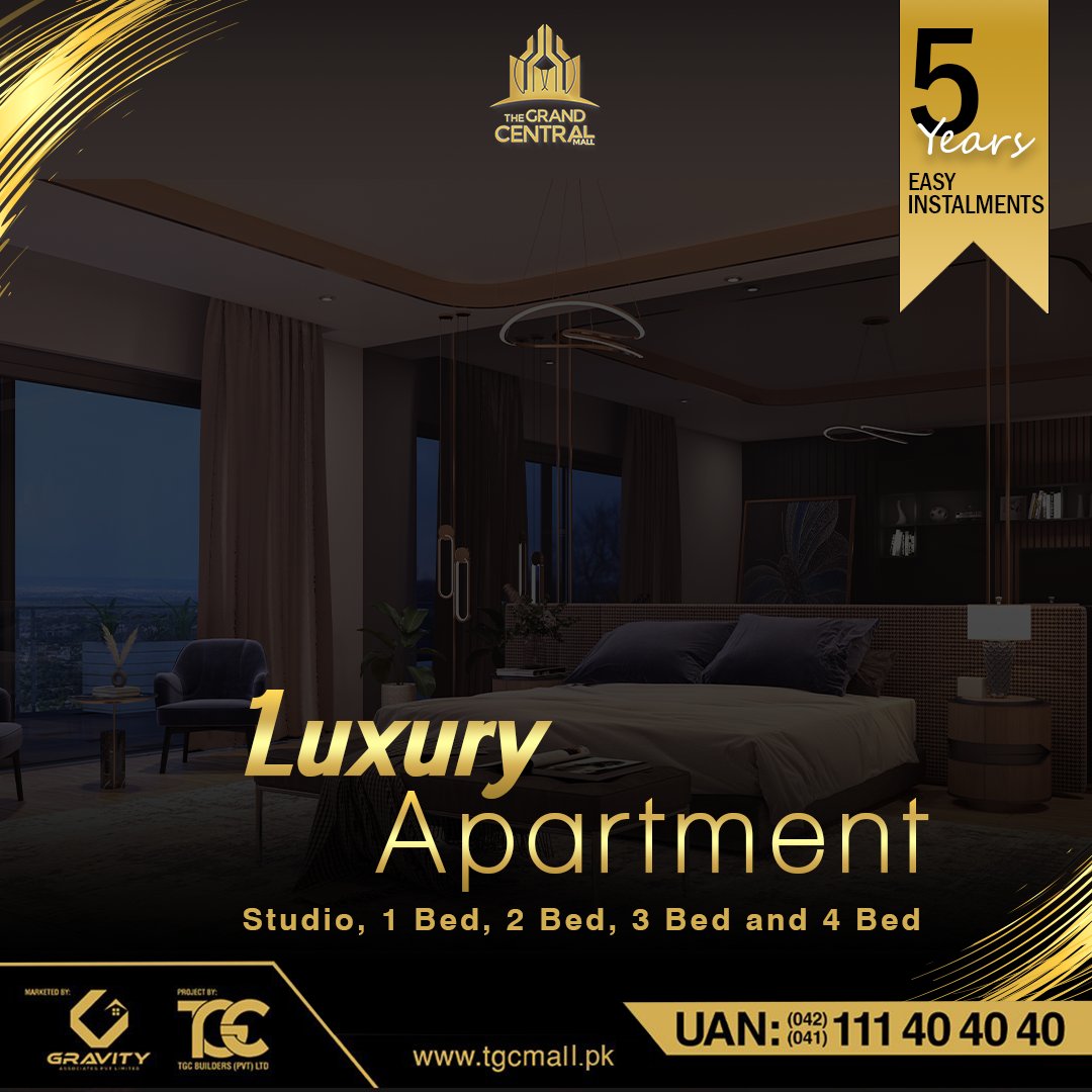 tgc_mall's tweet photo. TGC Mall offers Studio, 1, 2, 3 and 4 bed luxury apartments.
Site office: Near Marhaba Mahal, East Canal Road, Faisalabad.
For more information contact us:
041 111 404040 | 042 111 404040
#tgcmall #thegrandcentralmall https://t.co/82PYBYAfNP