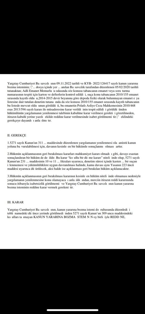 mayhukuktr's tweet photo. Hükmün açıklanmasının geri bırakılması(HAGB) kararı, kesinleşen hüküm niteliğinde olmaması nedeniyle yargılamanın yenilenmesine konu olamayacaktır.

Yargıtay 8. Ceza Dairesi
2022/6089 E.
2023/688 K.
22.02.2023 https://t.co/UIiHHYlSsk