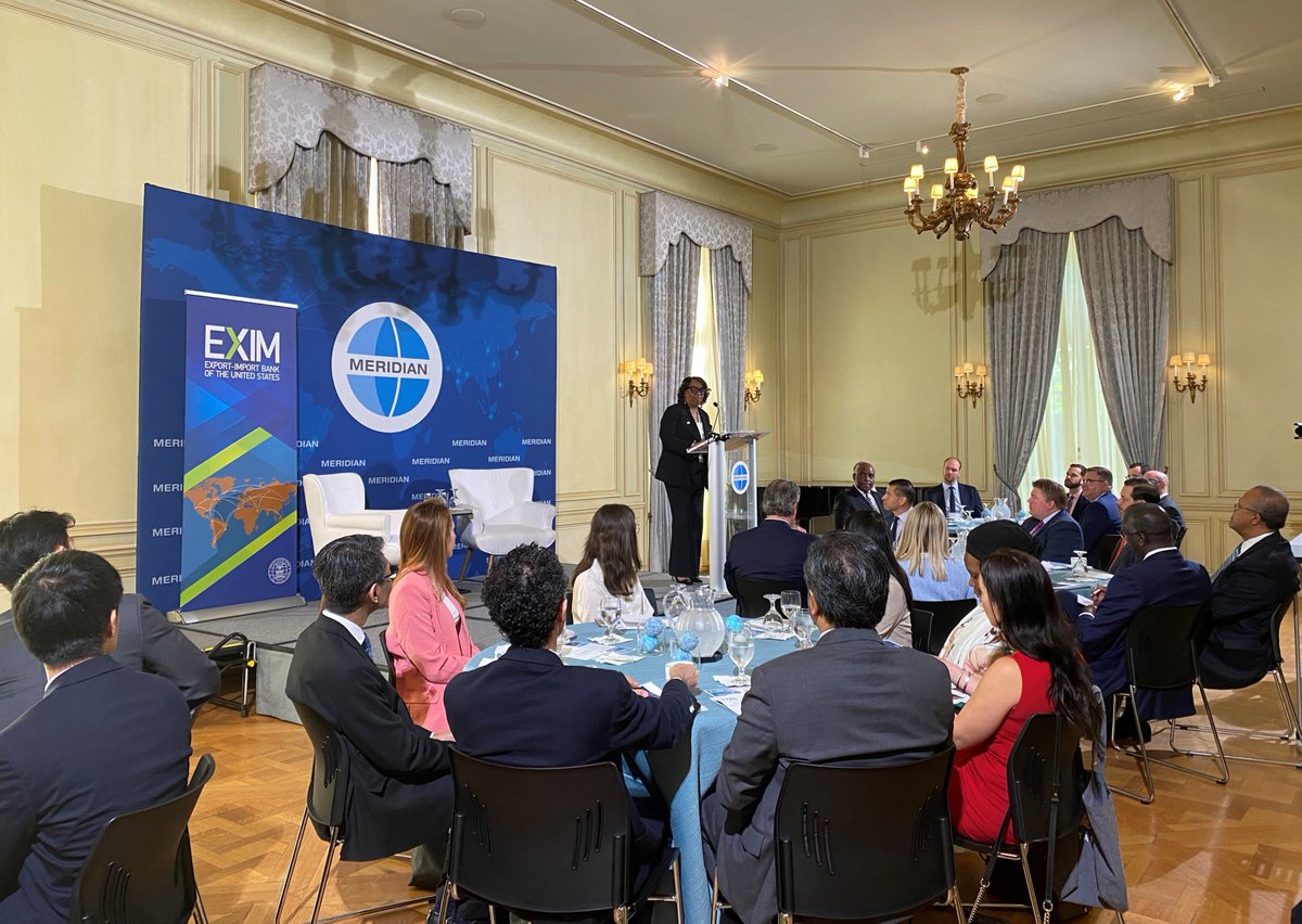 EXIMChair's tweet image. Honored to speak at the 'Insights@Meridian' Ambassador's session about #EXIM programs &amp;amp; their impact in driving innovation, creating job opportunities &amp;amp; spurring economic growth at home &amp;amp; around the world. Thanks @AMBSHolliday &amp;amp; @MeridianIntl for hosting this collaborative event!