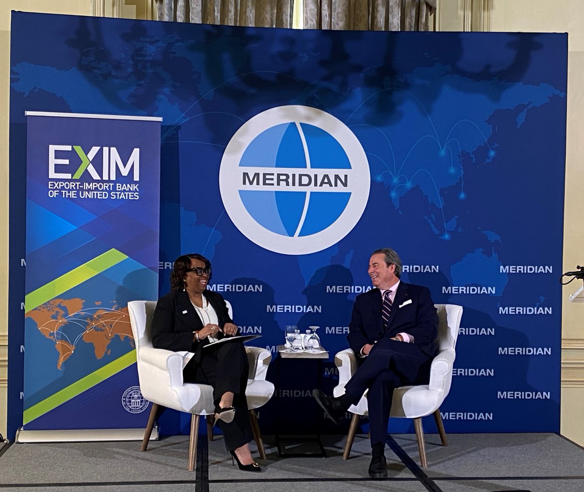 EXIMChair's tweet image. Honored to speak at the 'Insights@Meridian' Ambassador's session about #EXIM programs &amp;amp; their impact in driving innovation, creating job opportunities &amp;amp; spurring economic growth at home &amp;amp; around the world. Thanks @AMBSHolliday &amp;amp; @MeridianIntl for hosting this collaborative event!