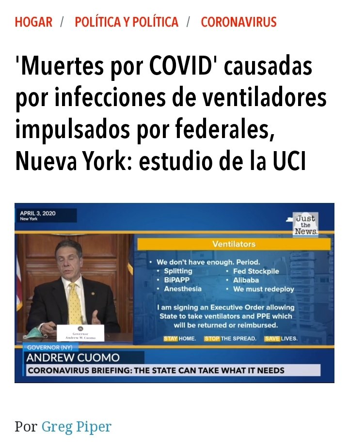 OVNIS_UFOs's tweet image. ⚠️🚨🇺🇸 #Muertes por #COVID #causadas por #infecciones de #ventiladores impulsados ​​por federales, Nueva York: estudio de la UCI |