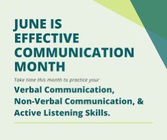 SFFDPIO's tweet photo. JUNE IS #EFFECTIVECOMMUNICATIONMONTH

TAKE TIME THIS MONTH TO PRACTICE: Verbal Communication,
Non-Verbal Communication, &amp;
Active Listening Skills. https://t.co/05ajh9jO8m