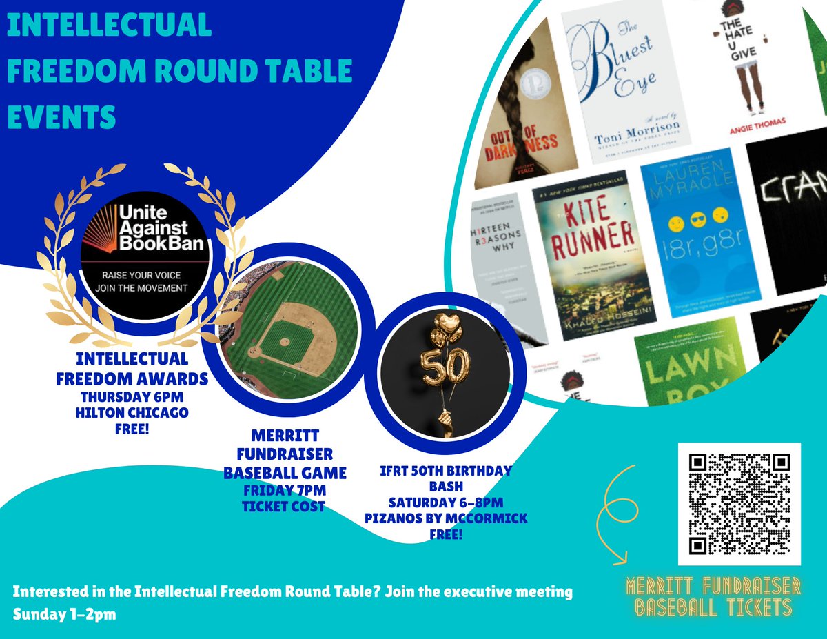 Are you attending #ALAAC23 in Chicago? #IFRT members and anyone interested in #IntellectualFreedom can attend the events listed on this image. Looking forward to getting together with others who share our values and commitment @OIF #FreedomToRead Foundation #UniteAgainstBooksBans