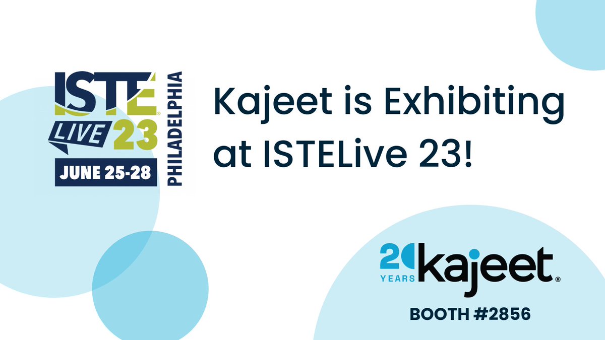 Kajeet's tweet photo. #ISTELive 23 is just a few weeks away! 🎉

Will you be at the conference? We'd love to meet with you before or during ISTE. Drop us a note here >> https://t.co/TaWBEE1uQU

#edtech #K12 #edchat #technology #innovation #digitalequity https://t.co/EJXfoJiEaQ