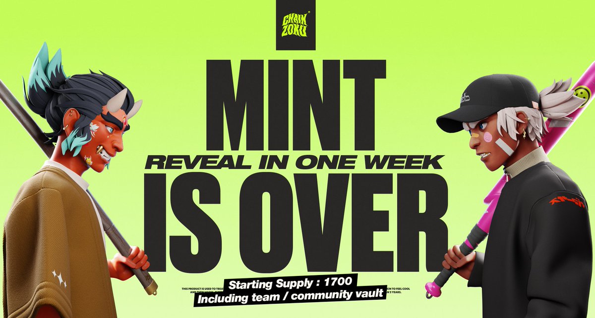 🚨WHITELIST MINT IS NOW OVER! 

1542 minted by the community, 158 going to the team/community vault (2% of total supply).

✨Reveal will happen on Wednesday, June 7th. 

See you all in Tōdai City!