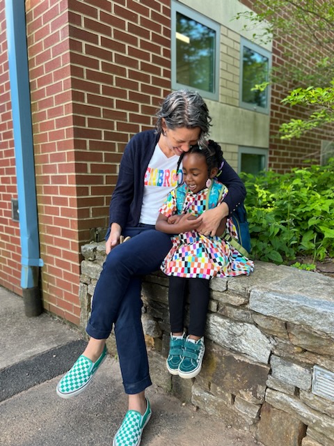 Walking into school today proud to be an educator making space for all kinds of different voices, mom of this superstar + 2 others, and wife to @DrJaneKeating #PrideMonth #LGBTQ #buildingbelonging