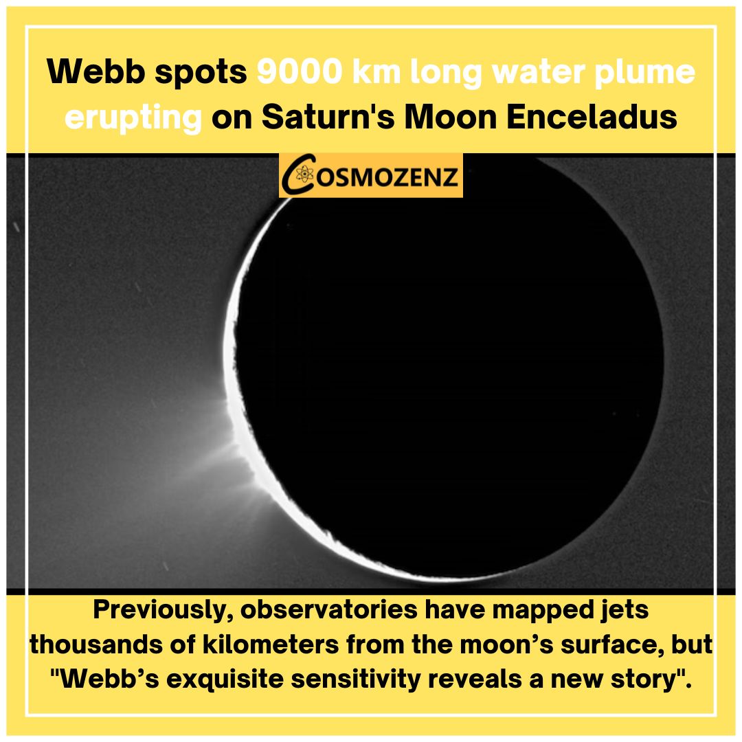 The James Webb Space Telescope has spied on Saturn's big Moon, Enceladus, and found water vapour plumes erupting from the surface.

Follow: @cosmozenz

#dailytechnews
#newsforyou #latestupdate #scienceandtechnology #explore #instadailynews #cosmozenz #Earth #news #tech #explore